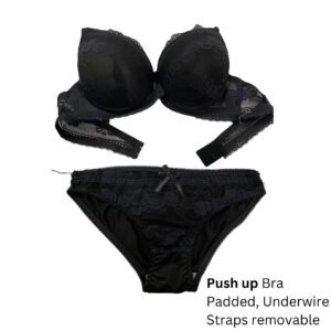 014 PushUp Bra Panty Set - Black